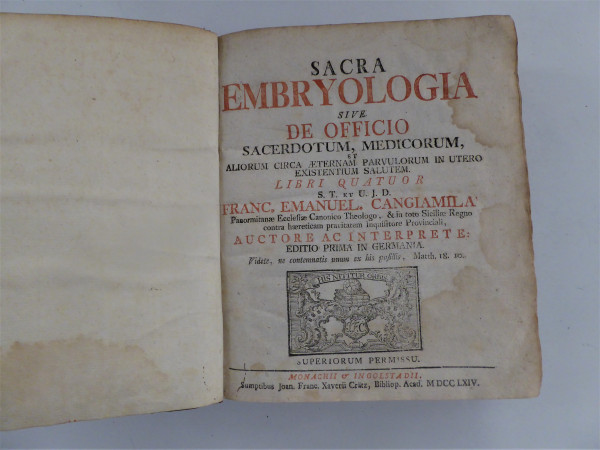 Sacra embryologica 1764 E. Cangiamilia