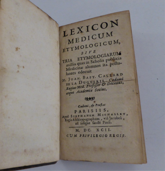 Lexicon medicum etymologicum 1692